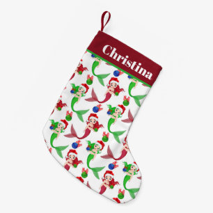 Niedliche Weihnachtsfeiertagsmeerjungfrau Kleiner Weihnachtsstrumpf