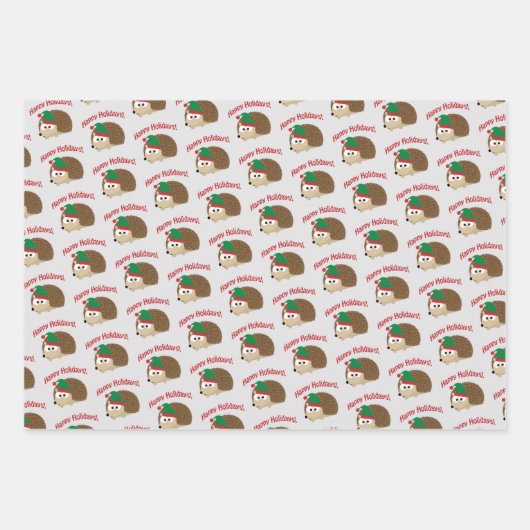 Niedliche Weihnachtsferien-Igel Geschenkpapier Set (Vorderseite 2)