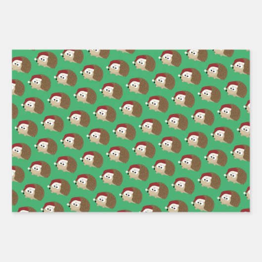 Niedliche Weihnachtsferien-Igel Geschenkpapier Set (Vorderseite)