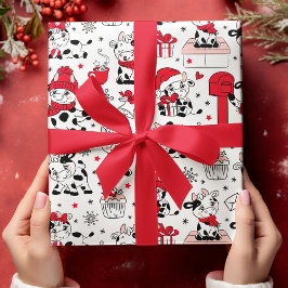 Niedliche Weihnachtsferien Kühe Geschenke Modernes Geschenkpapier