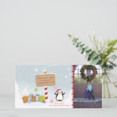 Niedliche Weihnachtsferien Pinguin-Fotokarte Feiertagskarte (Stehend Vorderseite)