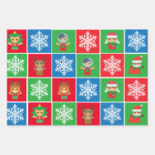 Niedliche Weihnachtsfiguren, die Papierblätter umb Geschenkpapier Set (Vorderseite)