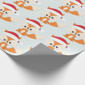 Niedliche Weihnachtsfox-Weihnachtsmannmütze Pastel Geschenkpapier (Ecke)
