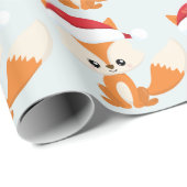 Niedliche Weihnachtsfox-Weihnachtsmannmütze Pastel Geschenkpapier (Rolleneckpunkt)