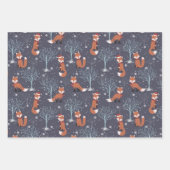 Niedliche Weihnachtsfox Winterschneemuster Geschenkpapier Set (Vorderseite 3)