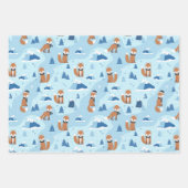 Niedliche Weihnachtsfox Winterschneemuster Geschenkpapier Set (Vorderseite 2)