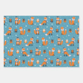 Niedliche Weihnachtsfox Winterschneemuster Geschenkpapier Set (Vorderseite)