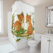 Niedliche Weihnachtsfoxen Duschvorhang (Beispiel)