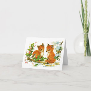 Niedliche Weihnachtsfoxen Feiertagskarte