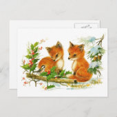 Niedliche Weihnachtsfoxen Feiertagspostkarte (Vorne/Hinten)