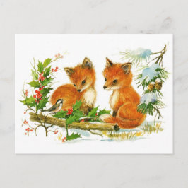 Niedliche Weihnachtsfoxen Feiertagspostkarte