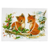 Niedliche Weihnachtsfoxen Große Geschenktüte (Rückseite)