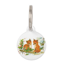 Niedliche Weihnachtsfoxen Haustiermarke