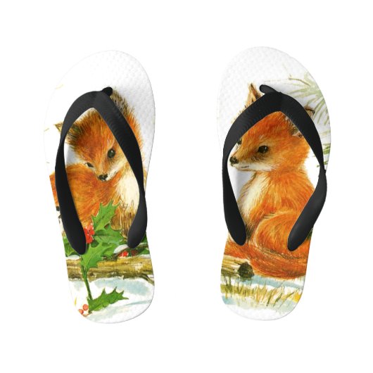 Niedliche Weihnachtsfoxen Kinderbadesandalen (Fußbett)