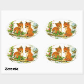 Niedliche Weihnachtsfoxen Ovaler Aufkleber (Blatt)