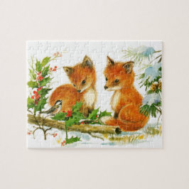 Niedliche Weihnachtsfoxen Puzzle