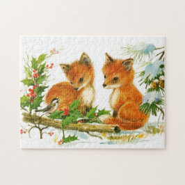 Niedliche Weihnachtsfoxen Puzzle