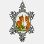 Niedliche Weihnachtsfoxen Schneeflocken Zinn-Ornament (Links)