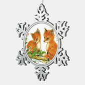 Niedliche Weihnachtsfoxen Schneeflocken Zinn-Ornament (Rechts)