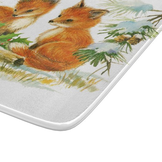 Niedliche Weihnachtsfoxen Schneidebrett (Ecke)