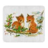 Niedliche Weihnachtsfoxen Schneidebrett (Vorderseite)