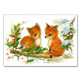 Niedliche Weihnachtsfoxen Tischnummer