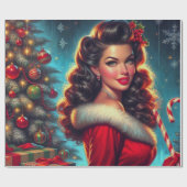 Niedliche Weihnachtsfrau Geschenkpapier (Flach)