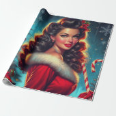 Niedliche Weihnachtsfrau Geschenkpapier (Ungerollt)