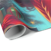 Niedliche Weihnachtsfrau Geschenkpapier (Rolleneckpunkt)