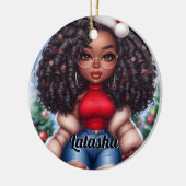 Niedliche Weihnachtsfrau in Afrika Keramik Ornament (Links)