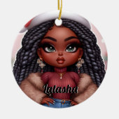 Niedliche Weihnachtsfrau in Afrika Keramik Ornament (Vorne)