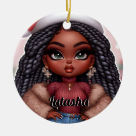 Niedliche Weihnachtsfrau in Afrika Keramik Ornament