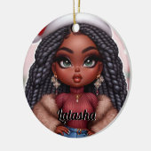 Niedliche Weihnachtsfrau in Afrika Keramik Ornament (Links)