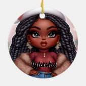 Niedliche Weihnachtsfrau in Afrika Keramik Ornament (Hinten)