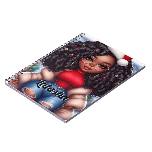 Niedliche Weihnachtsfrau in Afrika Notizblock (Linke Seite)