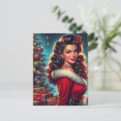 Niedliche Weihnachtsfrau Postkarte (Stehend Vorderseite)