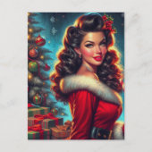 Niedliche Weihnachtsfrau Postkarte (Vorderseite)