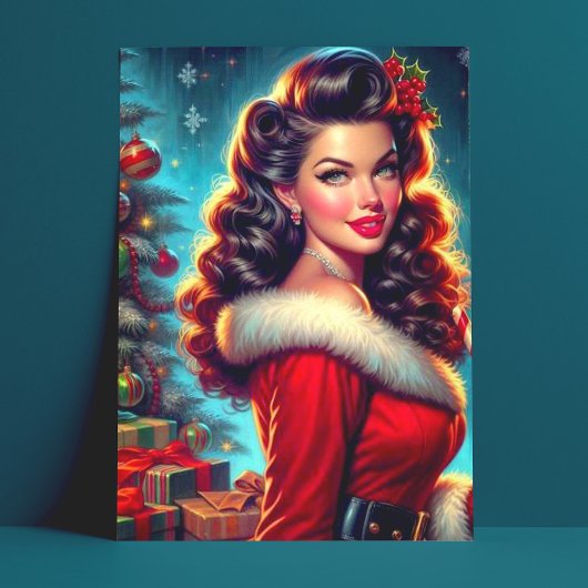 Niedliche Weihnachtsfrau Postkarte