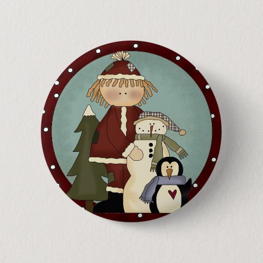 Niedliche Weihnachtsfreunde Button (Vorderseite)