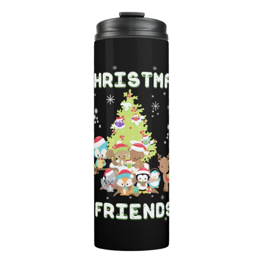 Niedliche Weihnachtsfreunde Thermosbecher (Vorderseite)