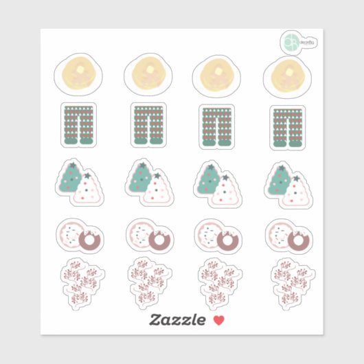 Niedliche Weihnachtsfrühstücksplaner Stickers Aufkleber (Blatt)