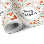 Niedliche Weihnachtsfüchse und Kaninchen Geschenkpapier (Rolleneckpunkt)