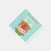 Niedliche Weihnachtsgeschenke für Reindeer Boy Wei Serviette (Ecke)