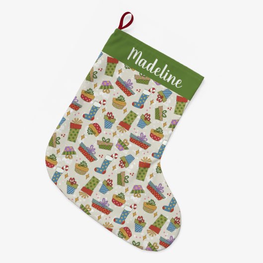 Niedliche Weihnachtsgeschenke Großer Weihnachtsstrumpf (Vorderansicht (hängend))