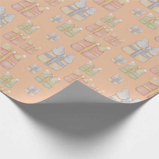 Niedliche Weihnachtsgeschenke handbemalt Geschenkpapier (Ecke)