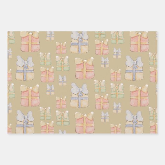 Niedliche Weihnachtsgeschenke handbemalt Geschenkpapier Set (Vorderseite)