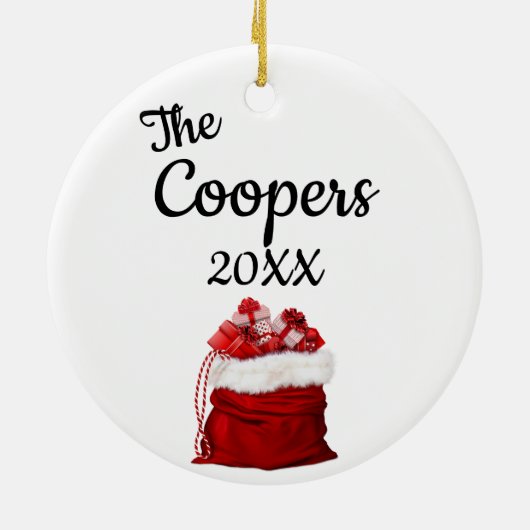 Niedliche Weihnachtsgeschenke Name und Datum hinzu Keramik Ornament (Hinten)