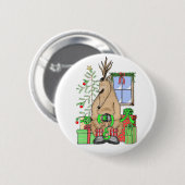 Niedliche Weihnachtsgeschenke Rentierwrapping Gesc Button (Vorne & Hinten)