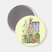 Niedliche Weihnachtsgeschenke Rentierwrapping Gesc Magnet (Vorderseite/Rückseite)
