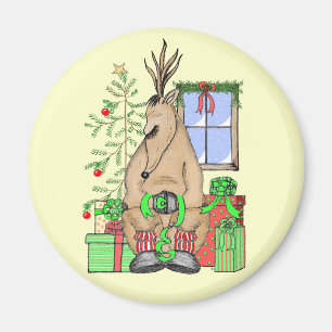 Niedliche Weihnachtsgeschenke Rentierwrapping Gesc Magnet